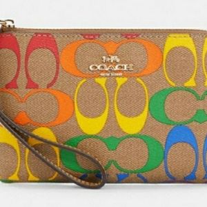 Corner Zip Wristlet In Rainbow Signature C…